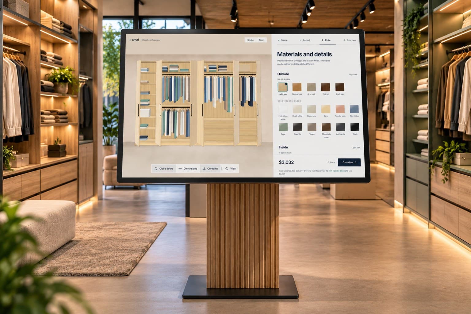 amai! interactive kiosk in a showroom